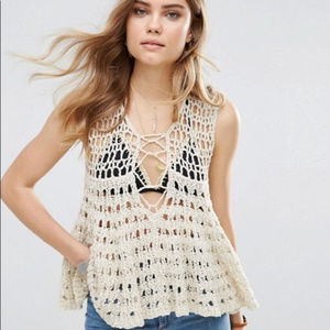 Free People Crocheted Bohemian Tank